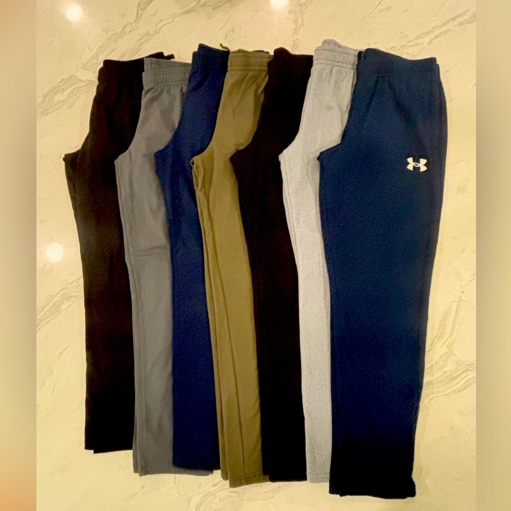 Lot of Under Armour Jogger Pants in Black, Gray, Olive, and Blue